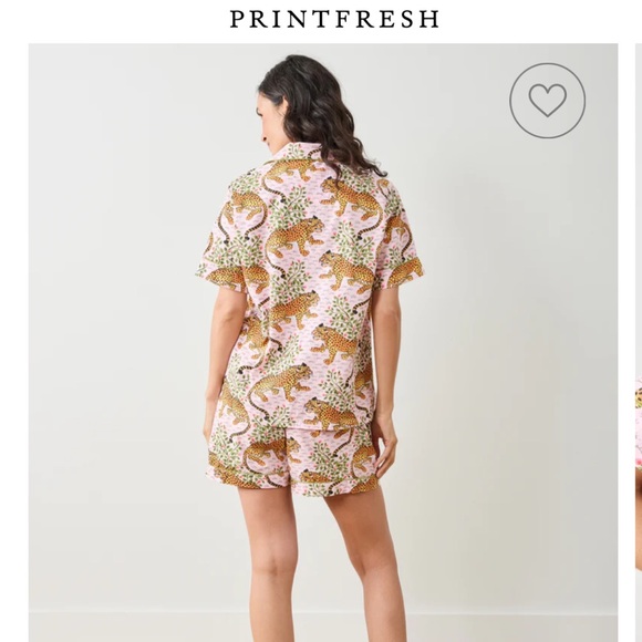 🆕 Printfresh Organic Cotton Short PJ Set Pockets S Bagheera Blush/Leopard Floral - Picture 3 of 14